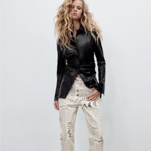 NWT ZARA Fitted Faux Leather Overshirt